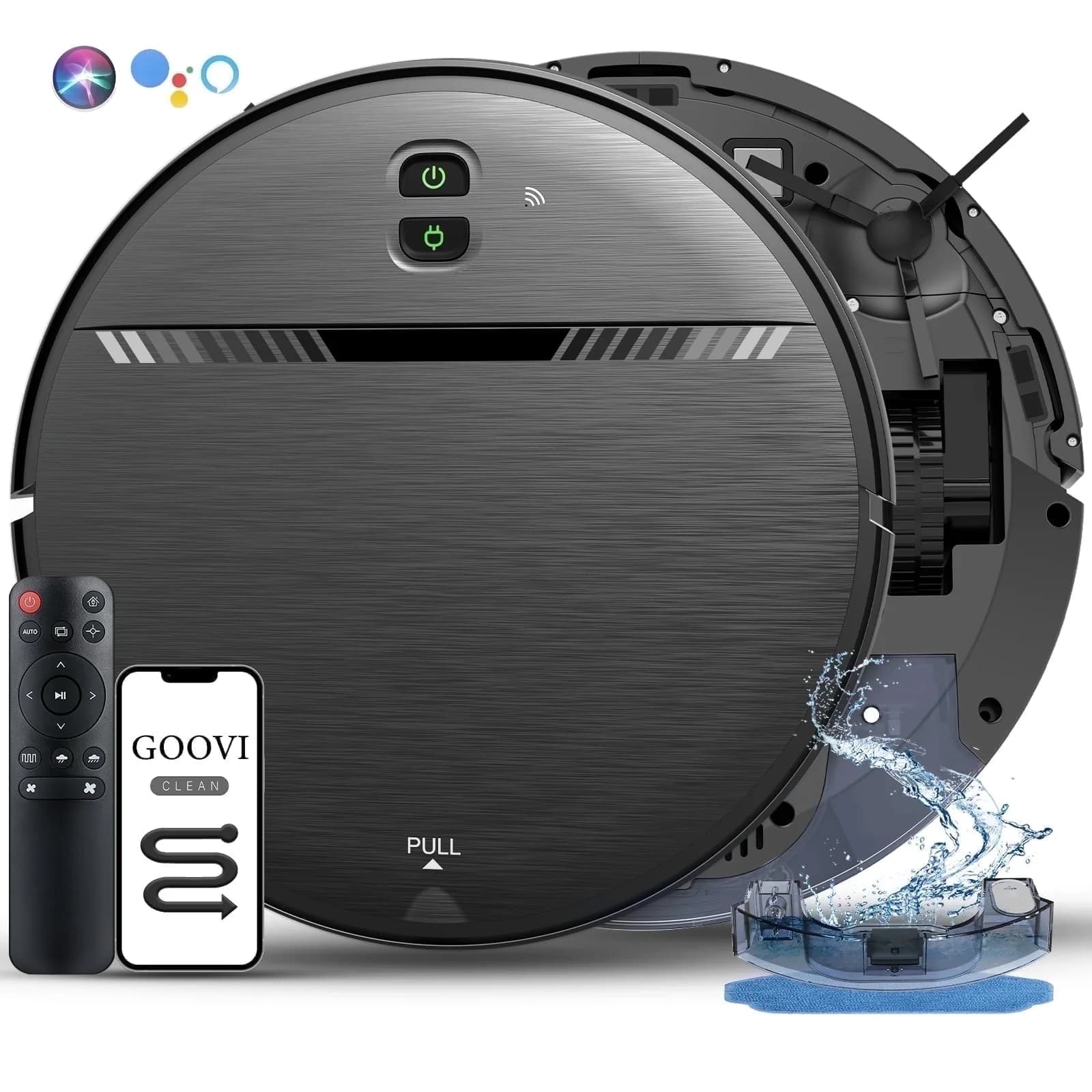 GOOVI Robot Vacuum Cleaner, Robot Vacuum Mop Combo, With Alexa/WiFi/App Connection, for Pet Hair, Hard Floor - Image 1