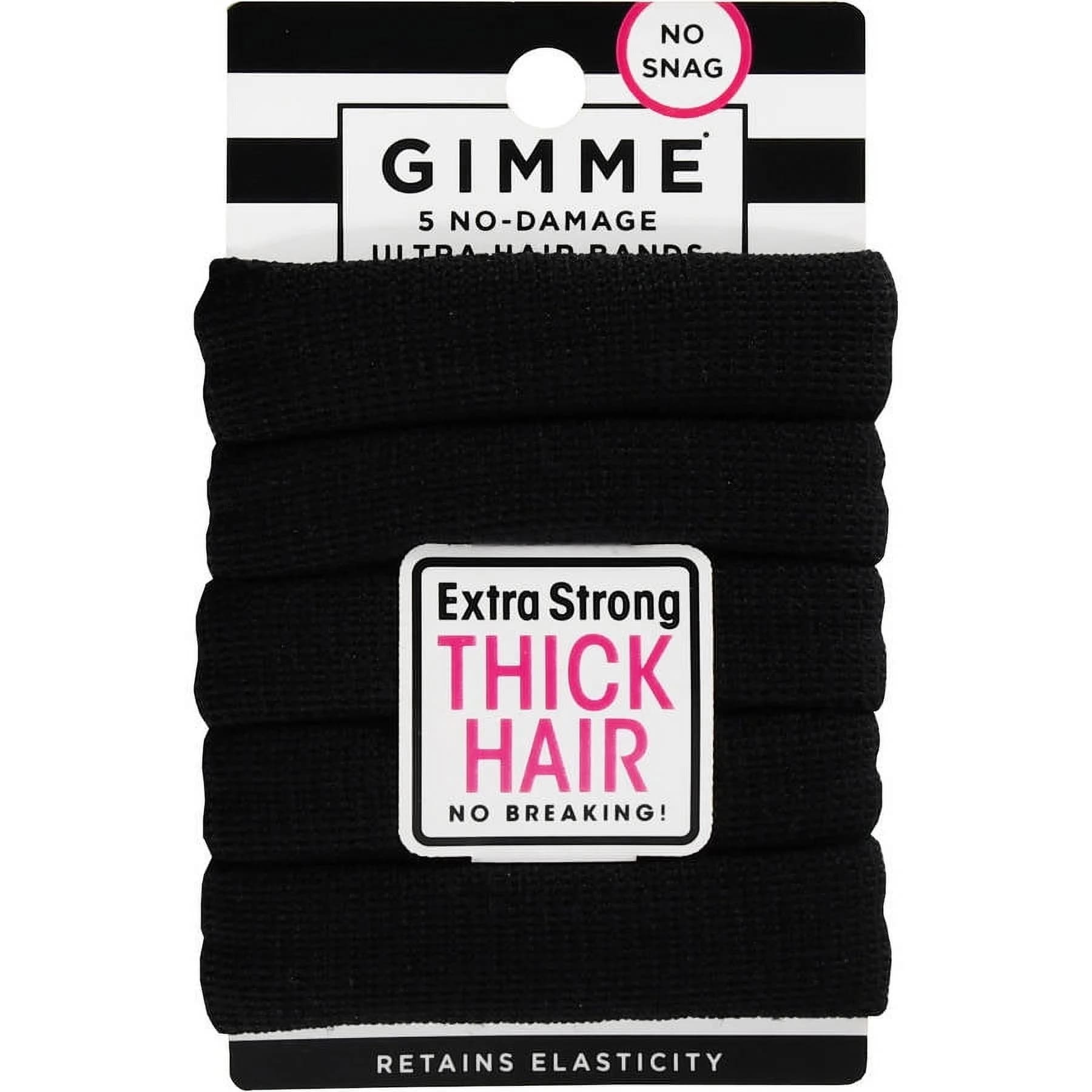 Gimme Ponytail Holder Hair Tie for Thick Hair, Black, 5 Ct - Image 1