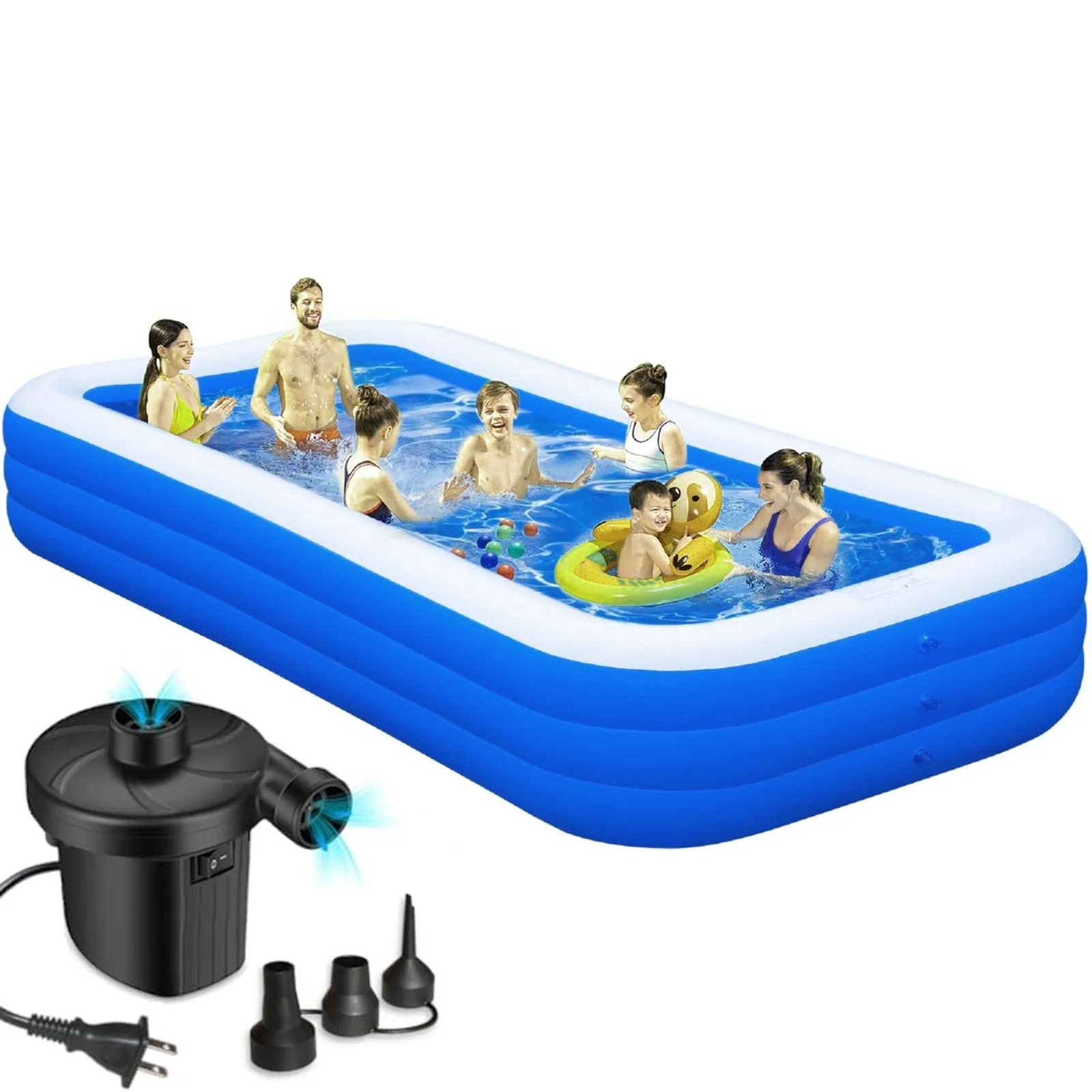 Inflatable Swimming Pool with Pump, Cuopluber 120" x 72" x 22" Large Inflatable Pool for Adults and Kids, Thickened Blow Up Pools for Outdoor, Garden, Backyard, Summer Water Party - Image 1