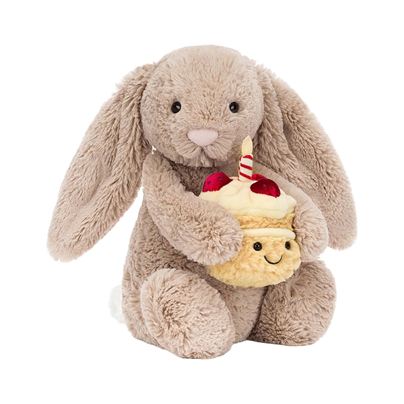 Jellycat Bashful Beige Bunny Birthday Stuffed Animal – 12-Inch Soft Plush Toy for All Occasions - Image 1