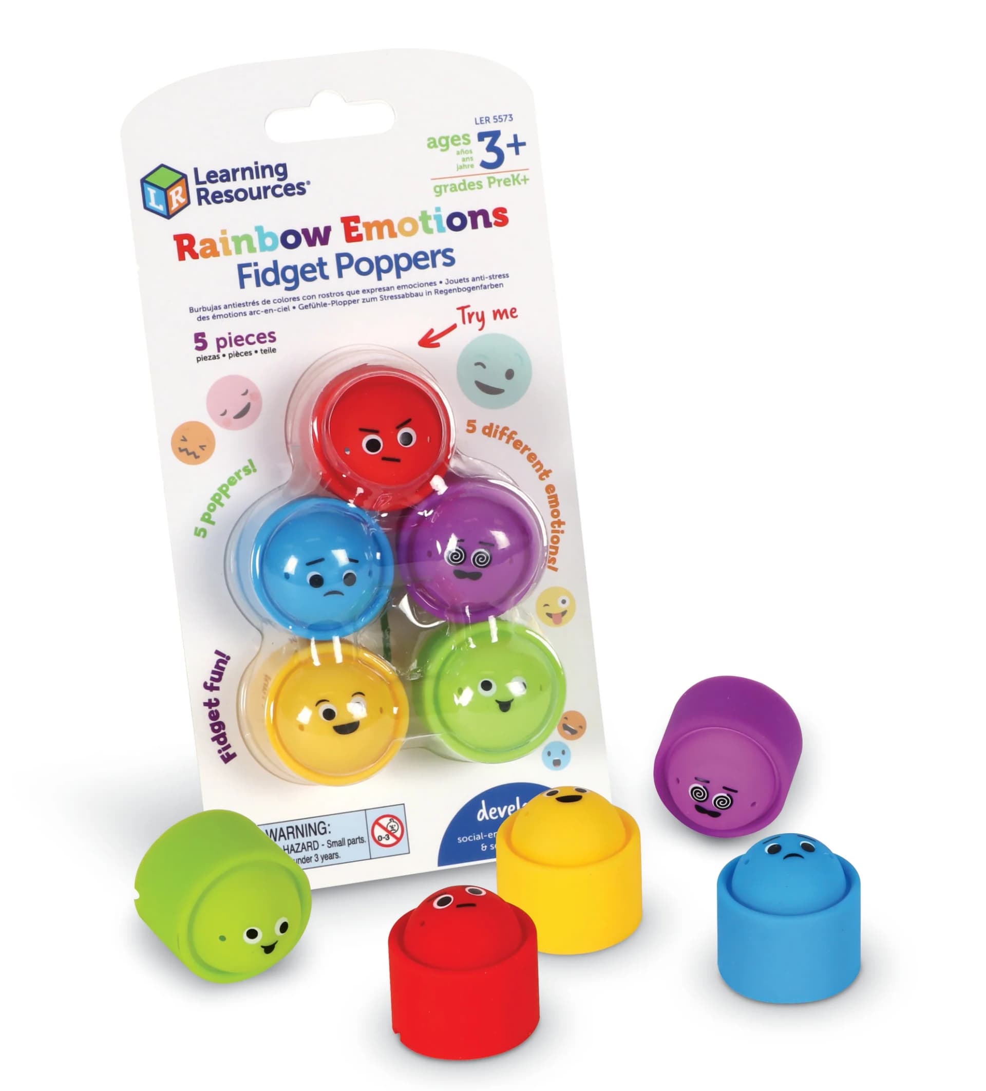 Learning Resources Rainbow Emotions Fidget Poppers, Social-Emotional Learning, Sensory Toys, Ages 3+ - Walmart.com - Image 1