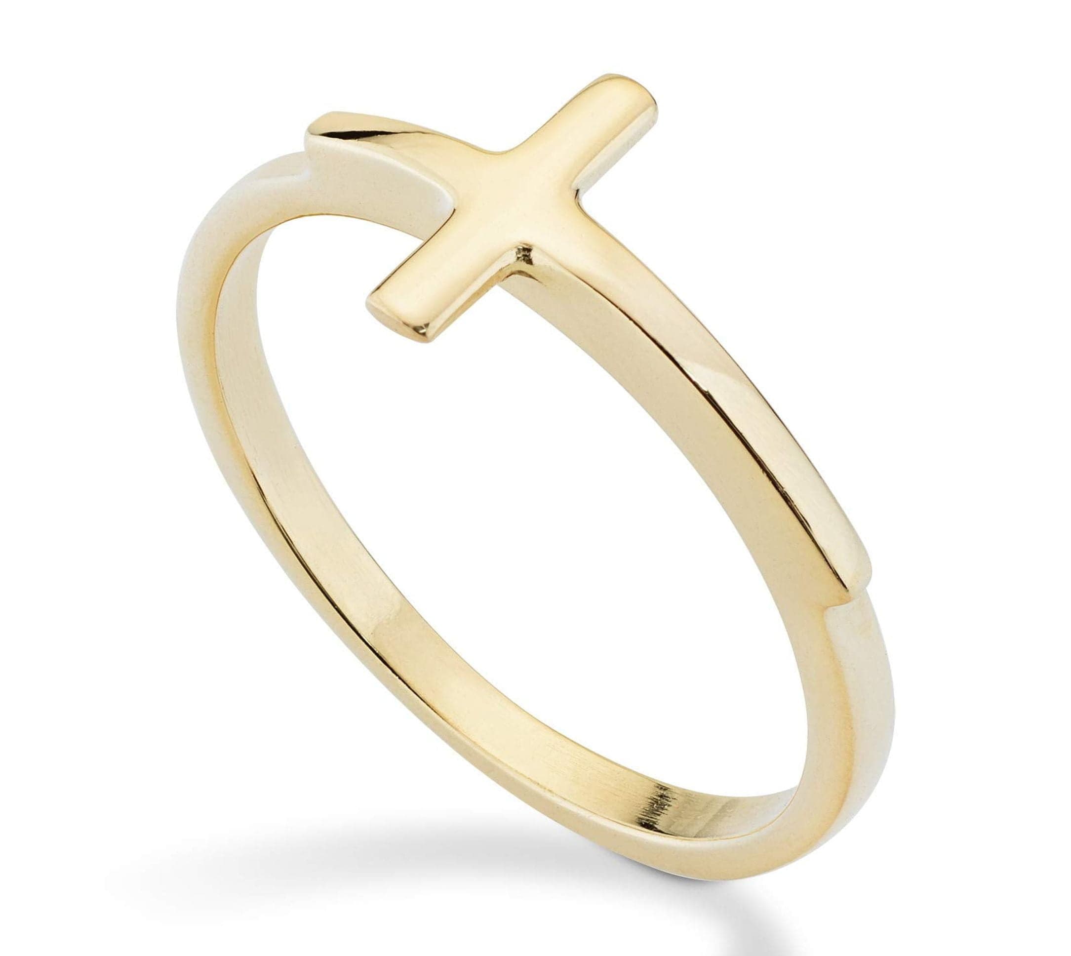 Miabella 925 Sterling Silver or 18K Gold Over Silver Sideways Cross Ring for Women Made in Italy (yellow-gold-plated-silver, 7) - Image 1