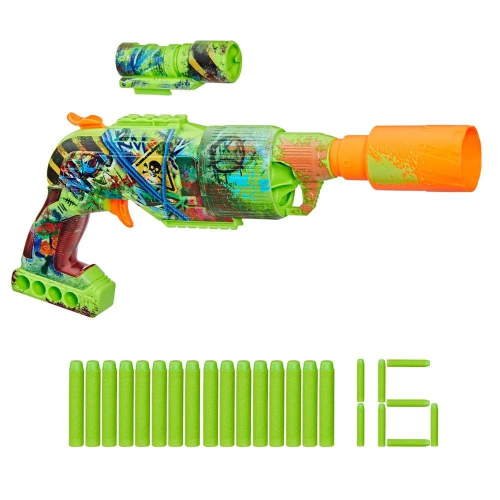 Nerf Zombie Driller Dart Blaster, 16 Nerf Elite Darts, Outdoor Games, Ages 8+ - Image 1