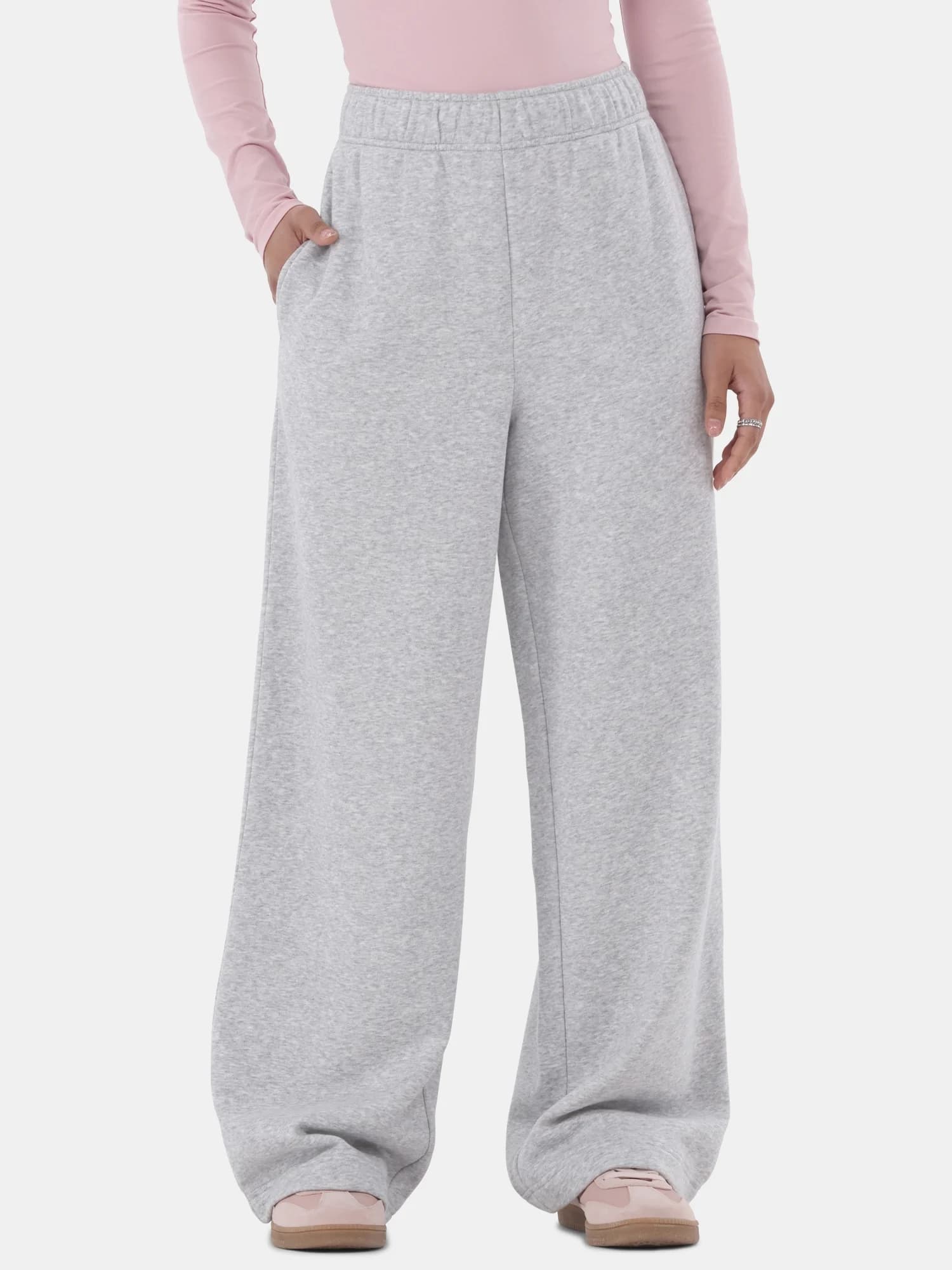 No Boundaries Soft Fleece Wide Leg Pants, 30” Inseam, 1 or 2-Pack, Women’s - Image 1