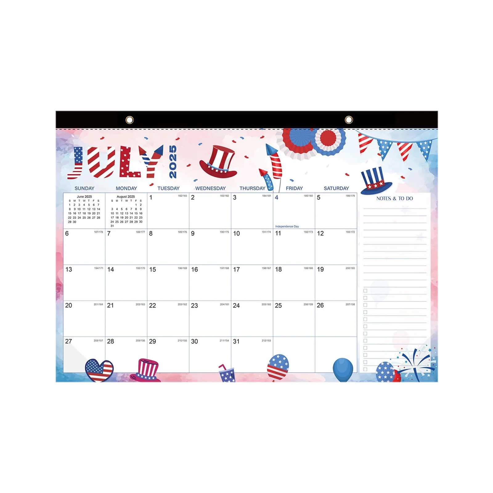 PLPPYFS Wall Calendar 2025-2026 - JULY 2025 to DECEMBER 2026, 4th of July Calendar 2025-2026, 18 Months Wall Calendar 2025-2026, 16.9'' x 12'', Large Blocks with Julian Dates - Clearance Sale - Image 1