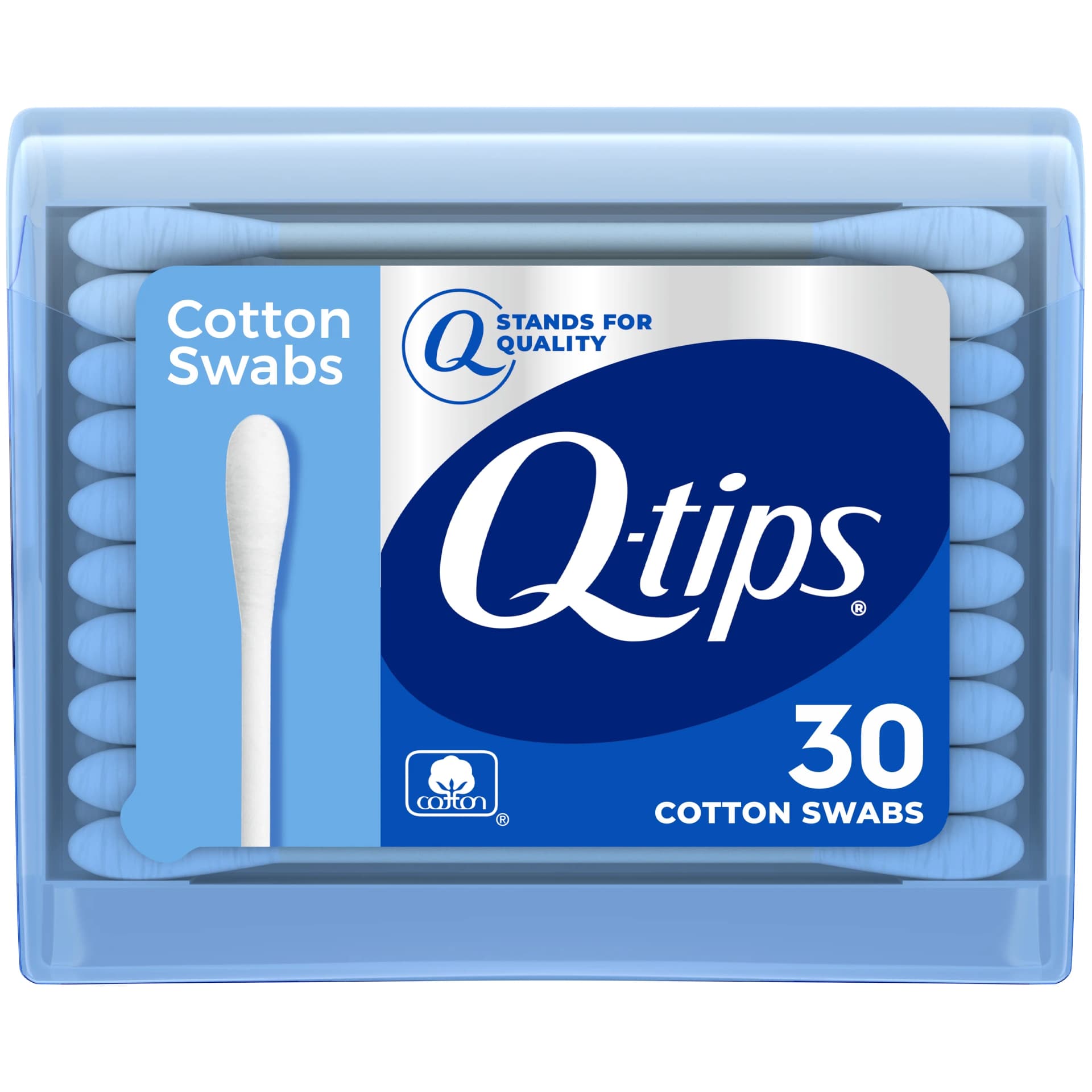 Q-tips Travel Size Cotton Swabs, Original, For Home, First Aid and Beauty, 100% Cotton, 30 Count - Image 1