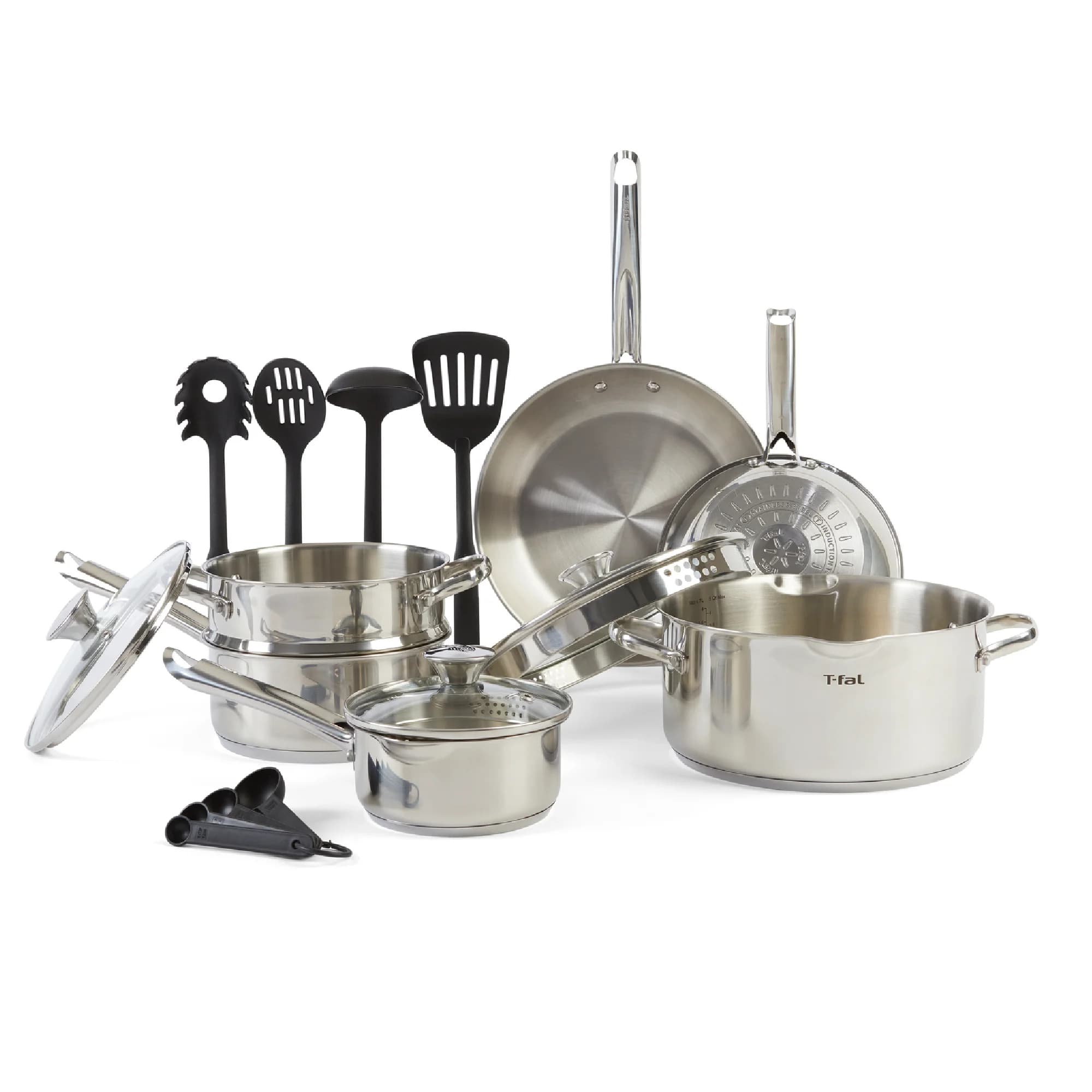 T-fal Cook & Strain Stainless Steel Cookware Set, 14 piece Set - Image 1