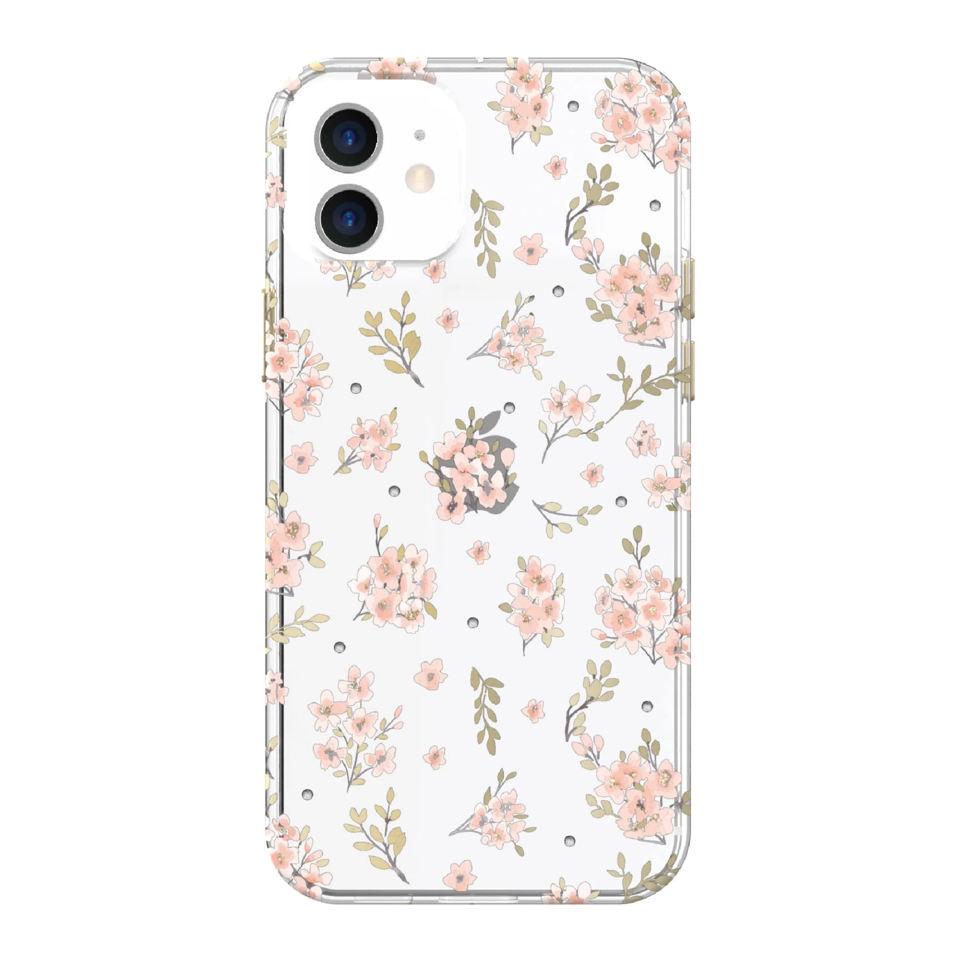 onn. Pink Floral with Gems Phone Case for iPhone 12 / iPhone 12 Pro - Image 1