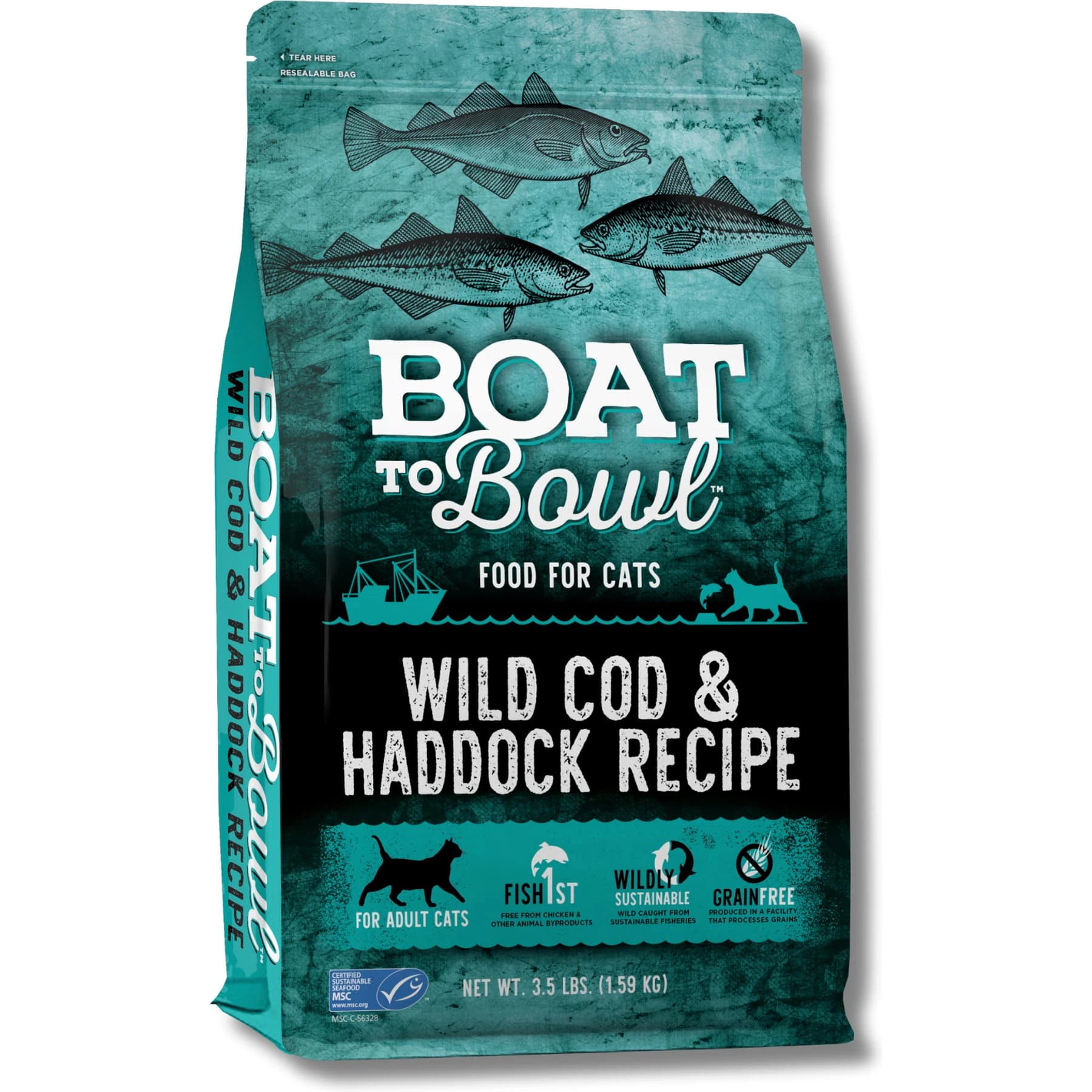 Boat to Bowl Pet Food Wild Cod & Haddock Recipe Dry Cat Food, 3.5-lb bag - Image 1