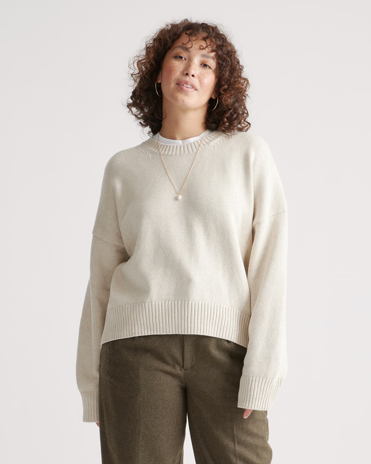 100% Organic Cotton Boyfriend Crew Sweater - Image 1
