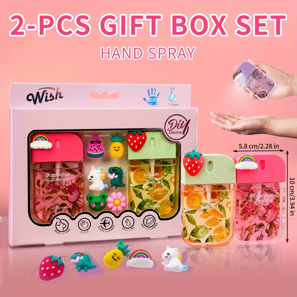 2-piece set 1.5-ounce spray Moisturizing hand cream, 8 scents - fresh fruit, sweet guava, purple orchid, black plum, vanilla, pitaya, salty coffee sugar, golden citrus and coconut milk styles, portable for travel (2-piece set) - Image 1