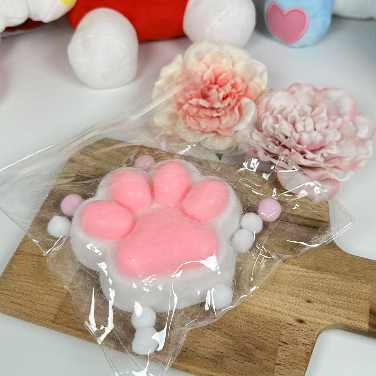 1 pc Handmade Taba Squishy Big Cat Paw Silicone Squeeze Toys for Stress Relief 5Inch Large Size blue / pink / black / white Cat Paw Giant Paw Squishy Fidget Toys for Anxiety&Relaxation|Desk Accessory for Adults - Image 1