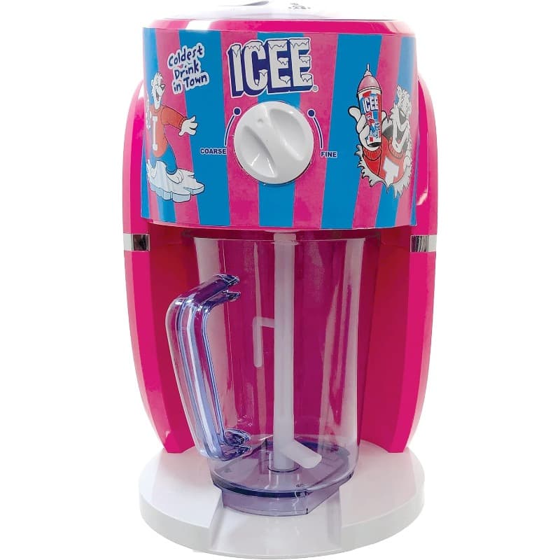 iscream Genuine ICEE Brand Counter-Top Sized ICEE at Home Shaved Ice Slushie Maker Parlor Pink w Bonus Syrup and Cups - Image 1