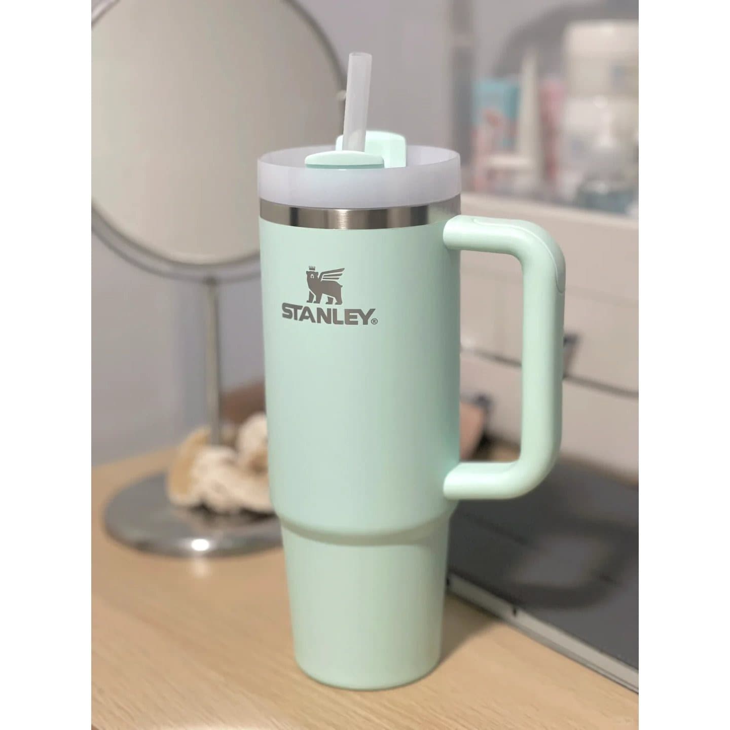 STANLEY Quencher H2.0 Tumbler with Handle and Straw 40 oz | Flowstate 3-Position Lid | Cup Holder Compatible for Travel | Insulated Stainless Steel Cup | BPA-Free | mint green - Image 1