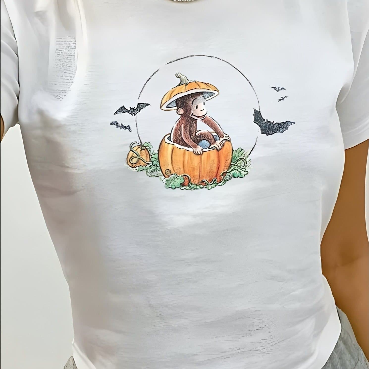Pumpkin Baby Tee, Halloween Vintage Y2k, Goth Punk Tee, Babytee Y2k, Retro Graphic Tee, 90s Clothing, Cartoon Tshirt, Pinterest Aesthetic - Image 1
