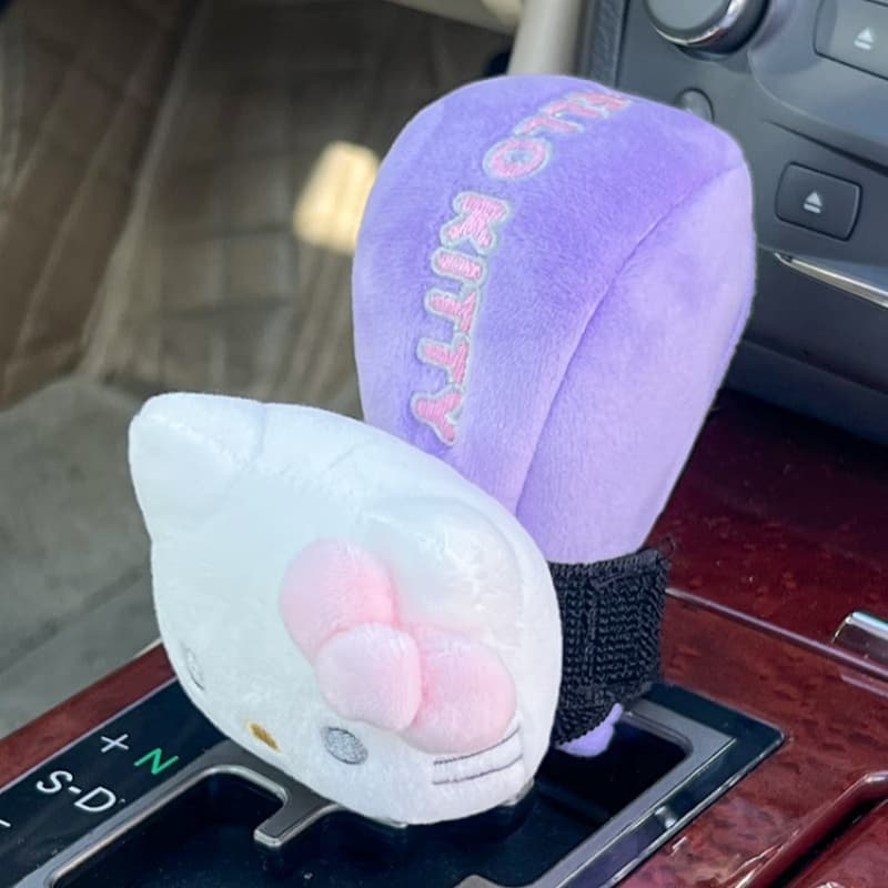Sanrio Hello Kitty Cartoon Cute Car Safety Cover, Short Plush Handbrake Gear Cover, Car Interior Decoration Accessories, Birthday And Christmas Creative Gifts - Image 1