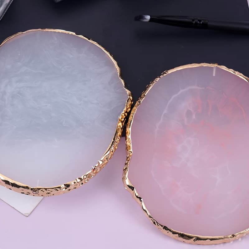 Art Nails Supplies | 1pc | Round Resin Agate Stone | Acrylic, Gel Polish | Nail Color Palette, Mixing Drawing Paint Plate Pad - Image 1