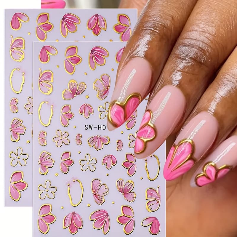 new hot stamping flower nail stickers in cross-border y2k small white flowers spring and summer nail decals - beauty & health - Temu Nigeria - Image 1