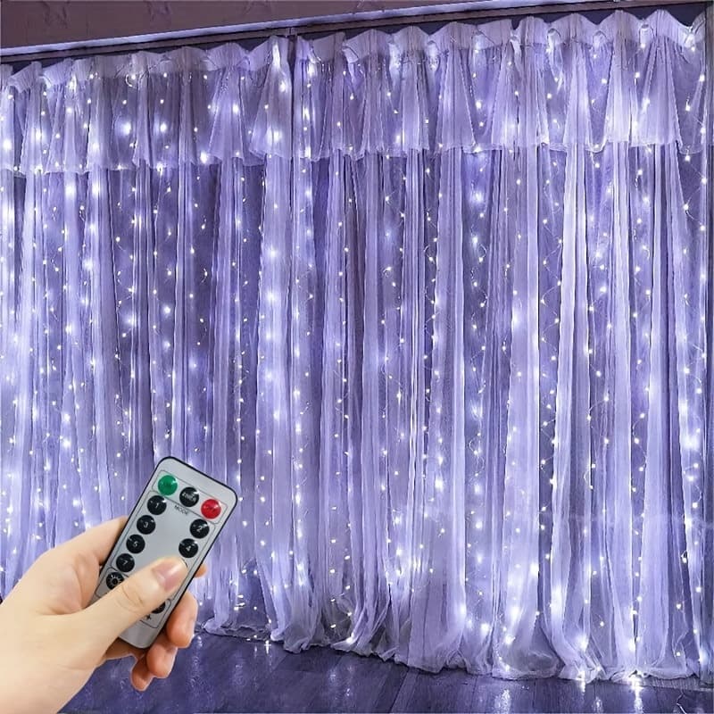 Enchanting Fairy Curtain Lights - USB Powered with Remote Control, 600/300/200/100 LEDs - Copper Wire, LED - For Bedroom, Window & Party Decor - Perfect for Christmas, Weddings, Valentine's Day & More - Ideal Gift for Home Decor Lovers - Image 1