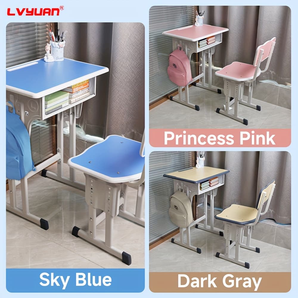 Children'S Study Table And Chair Set, Kids Table And Chair Set, Height Adjustable Desk For Kids, Table And Chairs For Kids - With Ergonomic Design, Suitable For Children, Primary School Students And Teenagers Aged 3-18 Years Old - Image 1