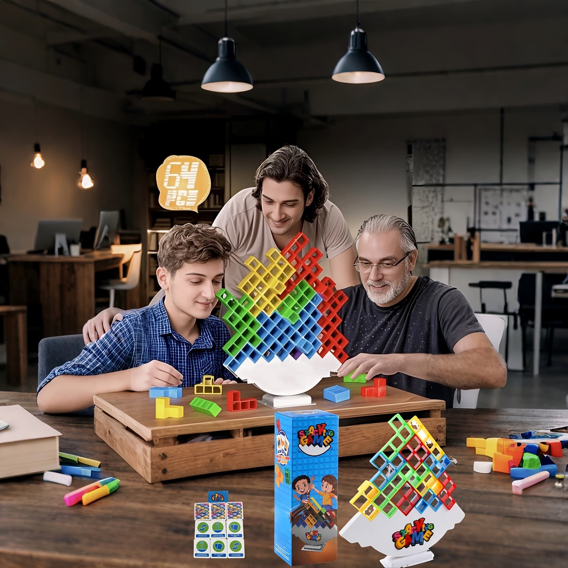 64/48/32/16/10pcs Balance Stacking Block Game Stacking Building Toy for Kids, Suitable for Children, Adults, Friends, Teams, Dorms, Family Games And Parties, Christmas/Halloween/Birthday Gift - Image 1