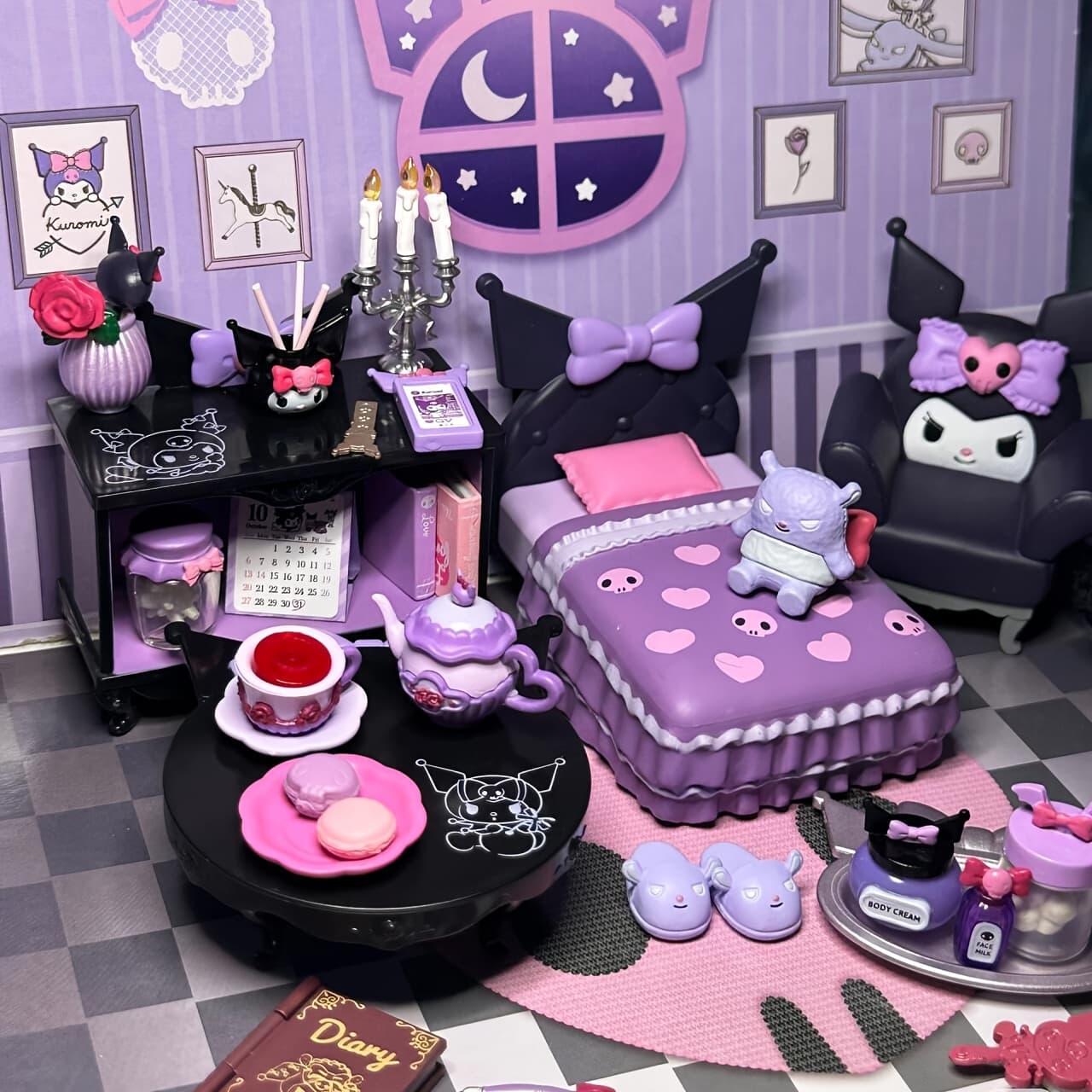 Sanrio for kuromi Gothic House Mini Scene Collection, Doll House Furniture Cute Design, Desktop Decoration Miniature Dollhouse Models Birthday Gifts, Halloween And Christmas Gift - Image 1