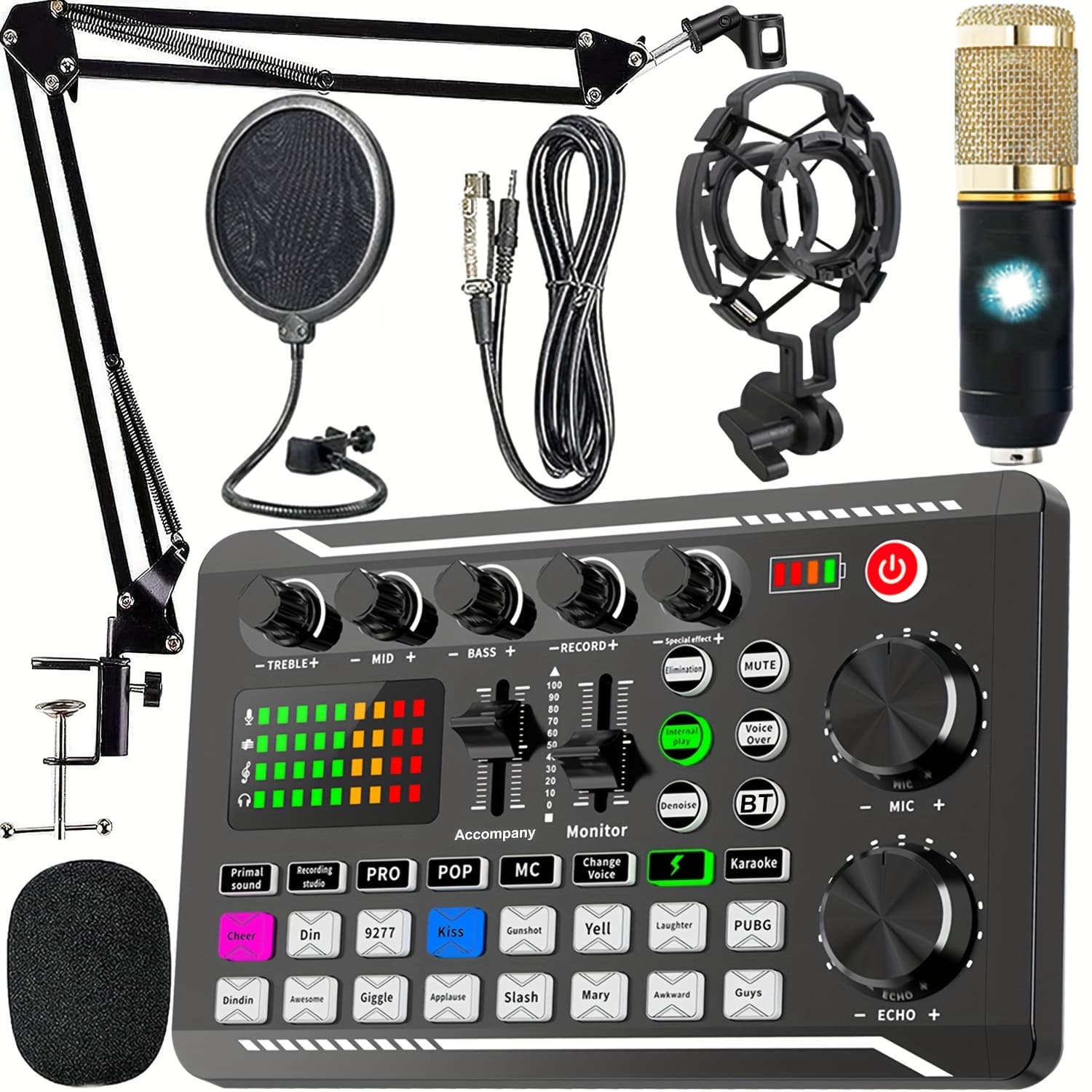 Podcast Equipment Bundle For Includes All-in-one Audio Interface With Premium Mic Preamp, Condenser Microphone, And Mic For Podcast Recording, Streaming, DJ - Image 1