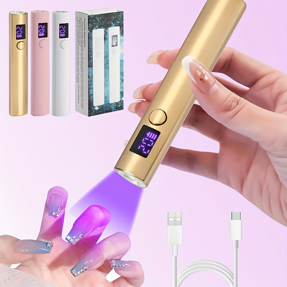 Portable LED Nail Lamp, Quick-Dry Gel Polish Curing Device With Digital Display, Rechargeable Lithium Battery, USB Charging, Formaldehyde-Free Plastic Nail Dryer For Manicure And Nail Art, Nail Art Tools, Nail Art Accessorie - Image 1