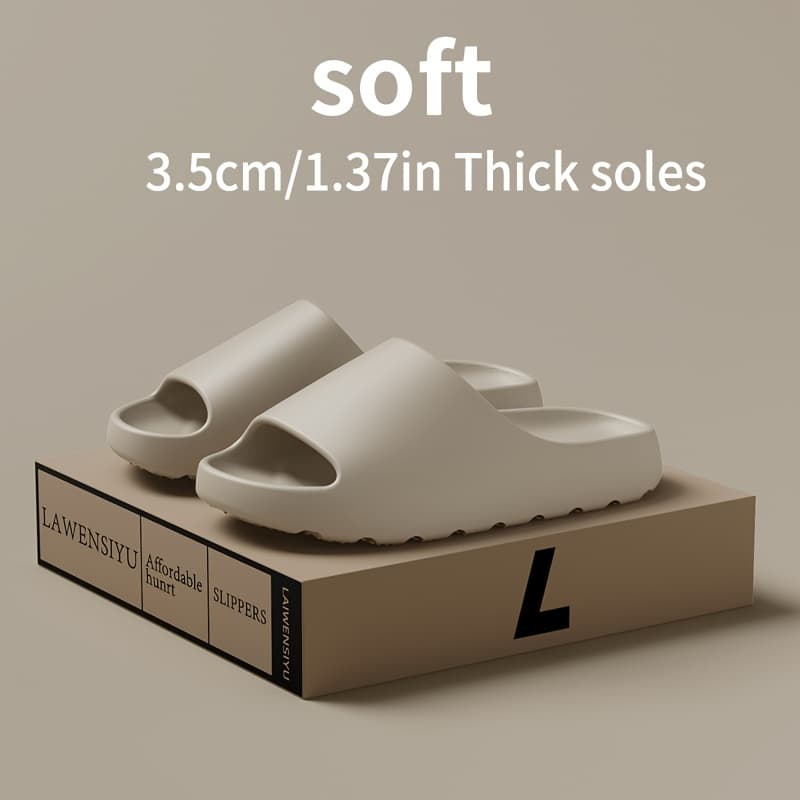 Soft Unisex Slippers, Comfortable Non-slip Indoor/Outdoor Slide Sandals with Textured Design, Stylish Footwear - Image 1