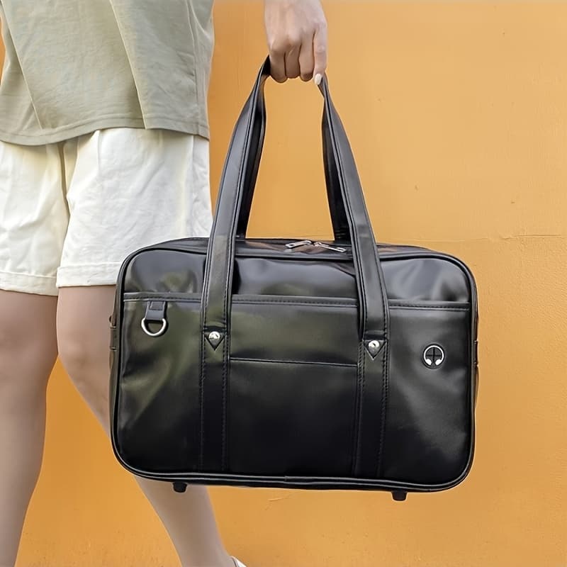 1pc Japanese Student Shoulder Bag, Solid Color JK Uniform Commuter Briefcase with Zipper Closure and Polyester Lining, Durable Travel Computer Backpack, Travel Bag - Image 1