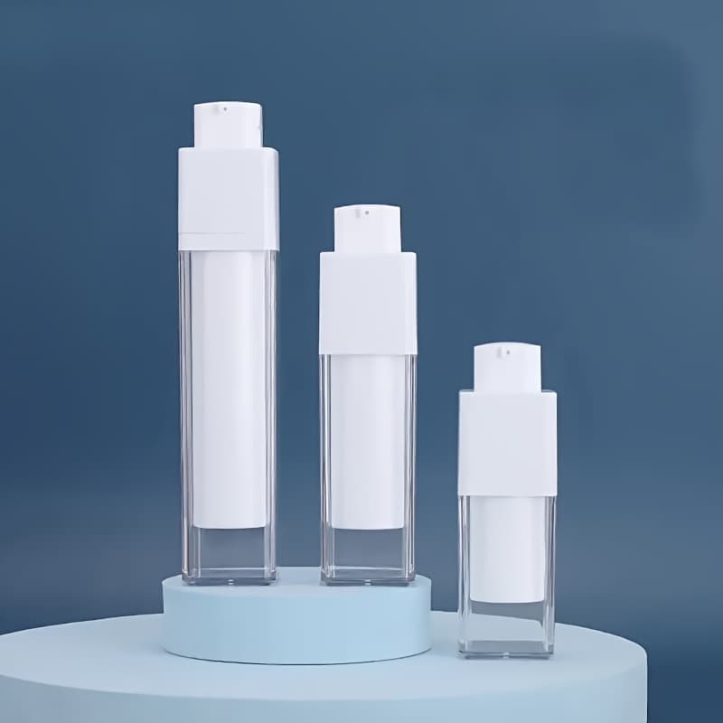 3 Pack Empty Pump Press Bottle 0.51/ 1.01/ 1.69oz Empty Makeup Water Bottle Refillable Makeup Storage Container Portable Travel Cream Makeup Water Bottle - Square - Image 1
