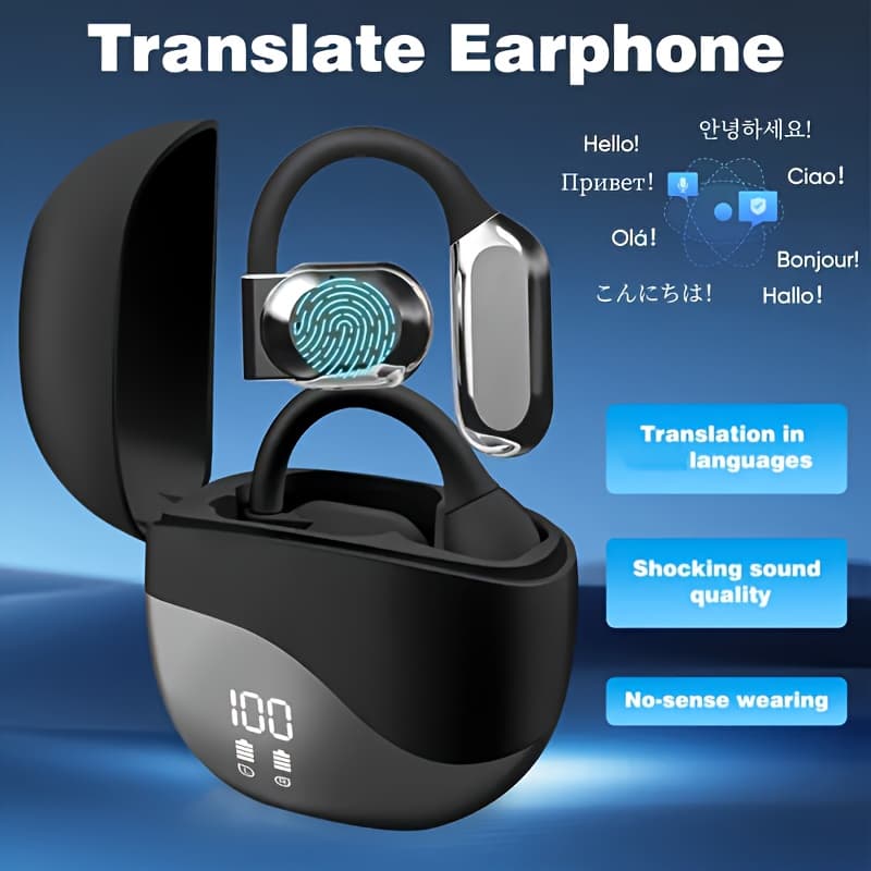 Real-Time Languages Smart AI Translation Earbuds - Translate In Real-Time, Providing Precise Simultaneous Interpretation to Eliminate Language Obstacles for Seamless Business Trips, Social Interactions, Education, Work, And Conferences,, Supports Audio Call Translation - Image 1
