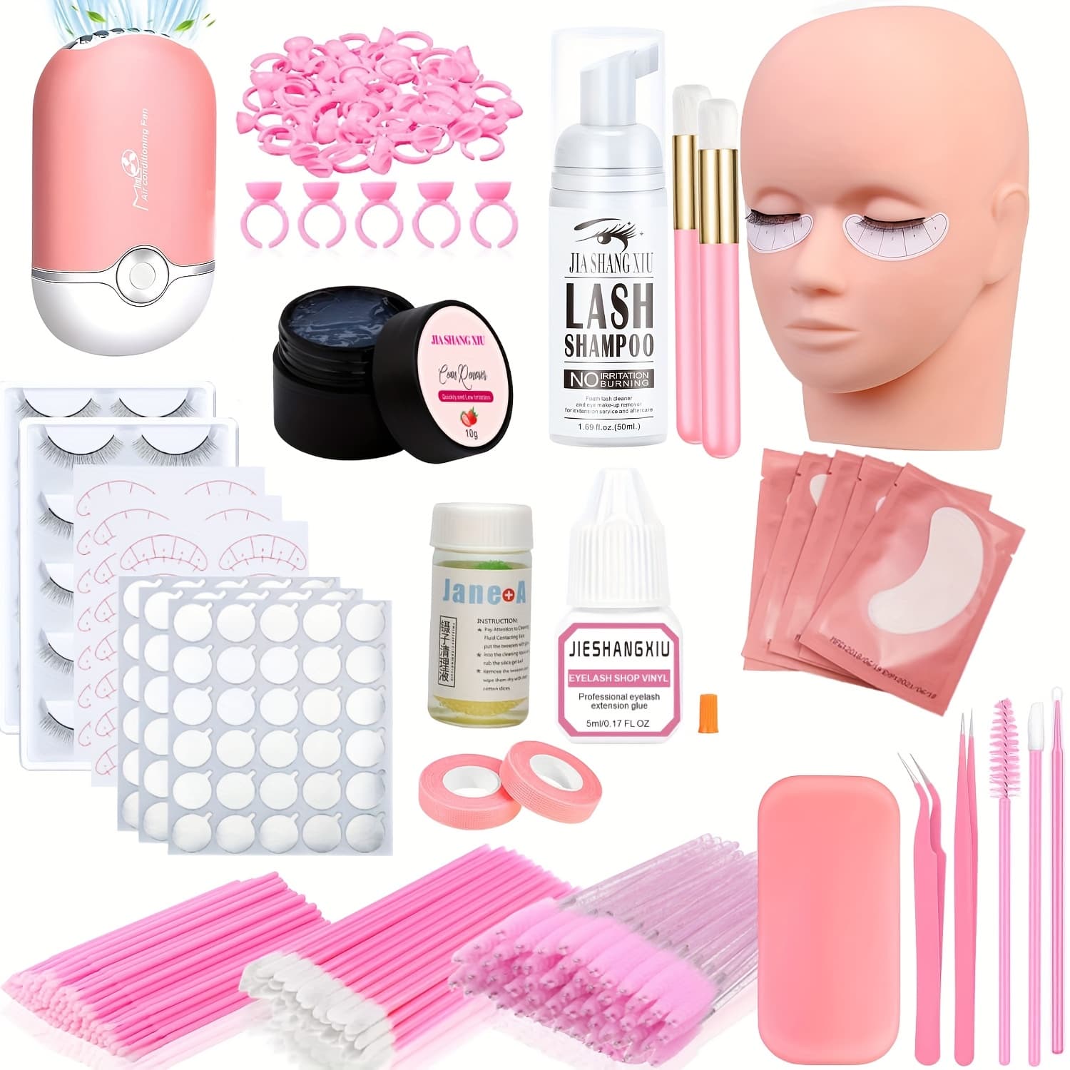 276 Eyelash Extension Full Kit: Beginner's Professional Human Model Head Training Eyelash Extension Exercises Beauty Beautician Supplies Tools - Image 1