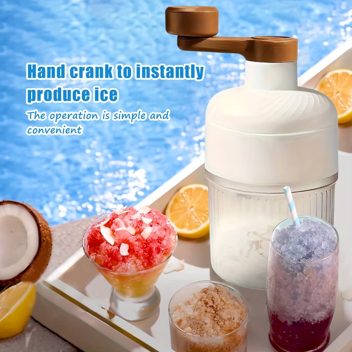 Large Capacity Shaved Ice Machine And Slush Machine, Multifunctional Manual Smoothie Machine, Ice Crusher, Ice Maker, Ideal for Homemade Shaved Ice, Snow Cone, Slush, Etc., Summer Party And Kitchen Use(Comes with One Mould) - Image 1