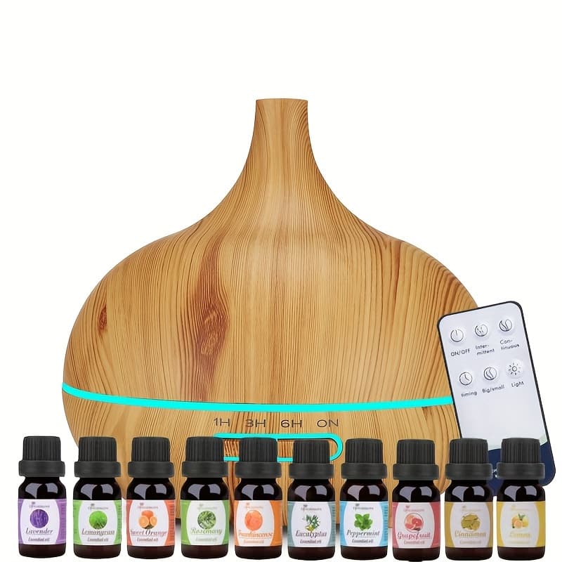 Ultimate Aromatherapy Diffuser & Essential Oil Set - Ultrasonic Top 10 Oils Modern With 4 Timer 7 Ambient Light Settings Therapeutic Grade Lavender - Image 1