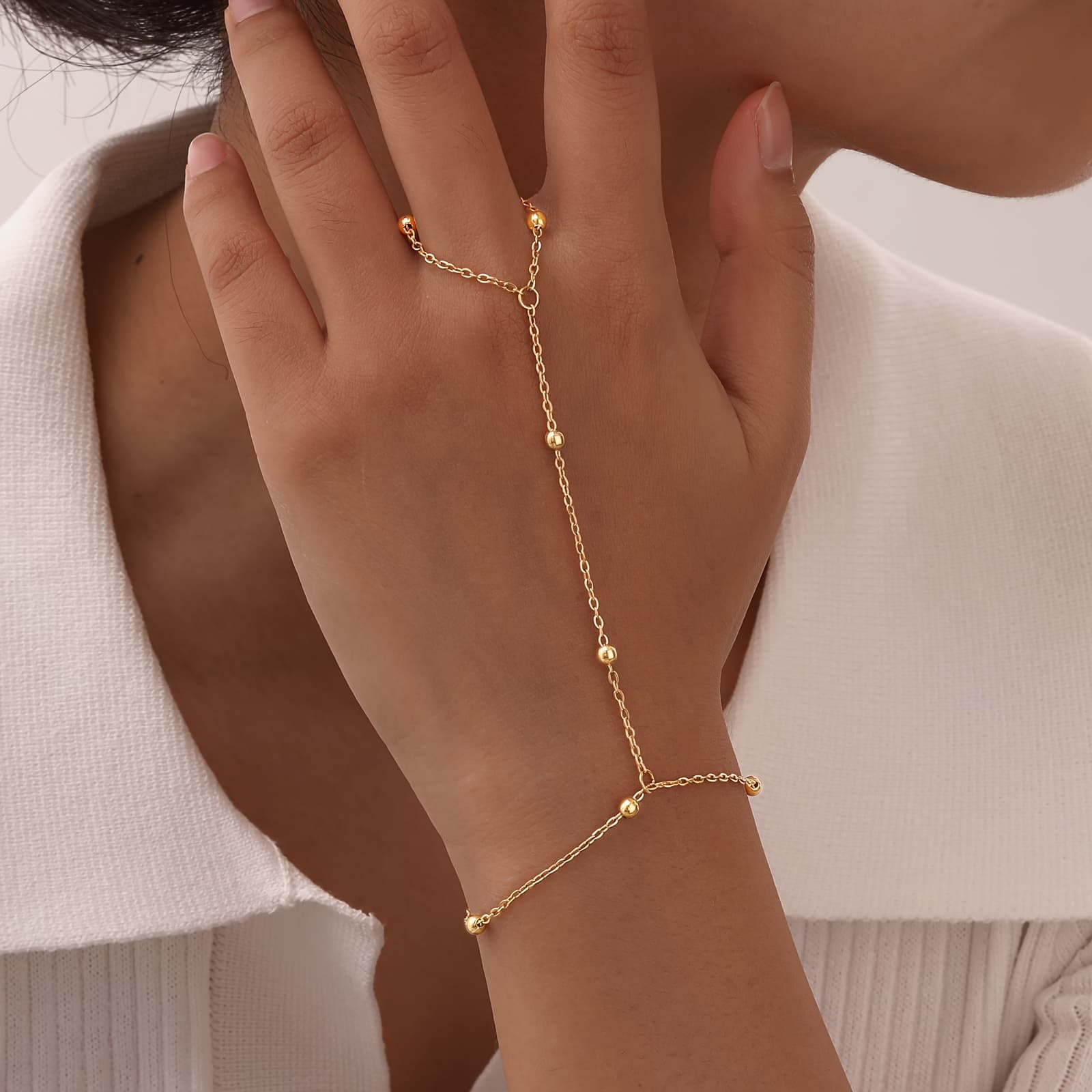 1pc Elegant Golden Beaded Chain Bracelet for Women - Chic Minimalist Design, Perfect for Daily Wear or Gifting on Valentine'S Day, Christmas, or Birthdays, Daily Wear Bracelet|Sleek Bracelet|Durable Bracelet - Image 1