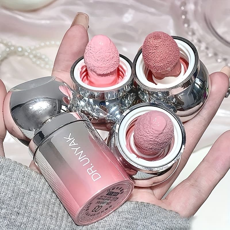 Matte Liquid Blush Stick with Sponge Head - Washable, Superposable Color for Lips & Cheeks, Brightening Effect, Plant-Based Squalane, All Light Beige Tones, Matte Finish, Boost Coverage, Beauty Product, Sleek Packaging, Smooth Texture - Image 1