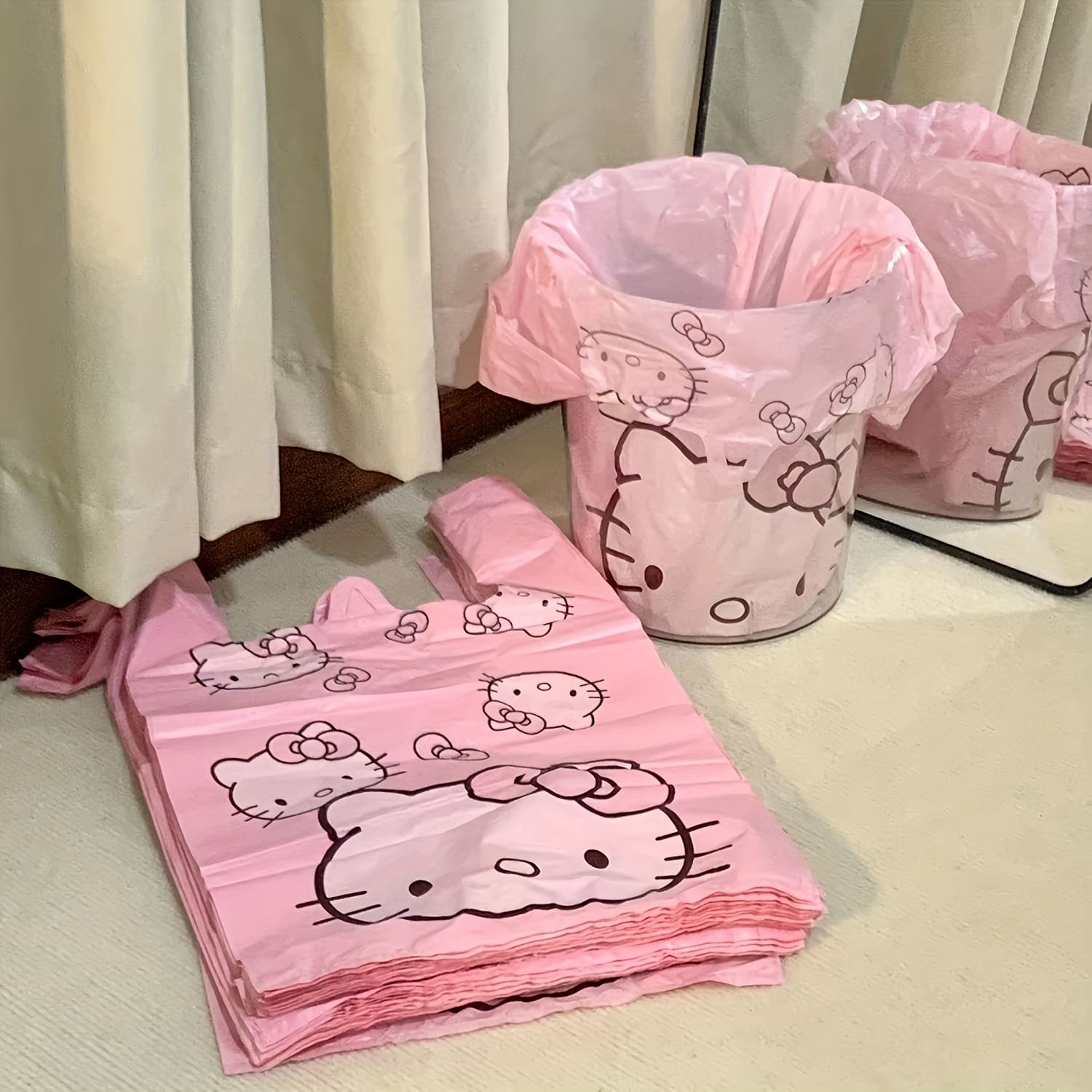 50pcs Sanrio Hello Kitty Garbage Bags, Thickened PE Material for Durability, Suitable for Kitchens, Living Rooms, Dining Rooms And Toilets - Image 1
