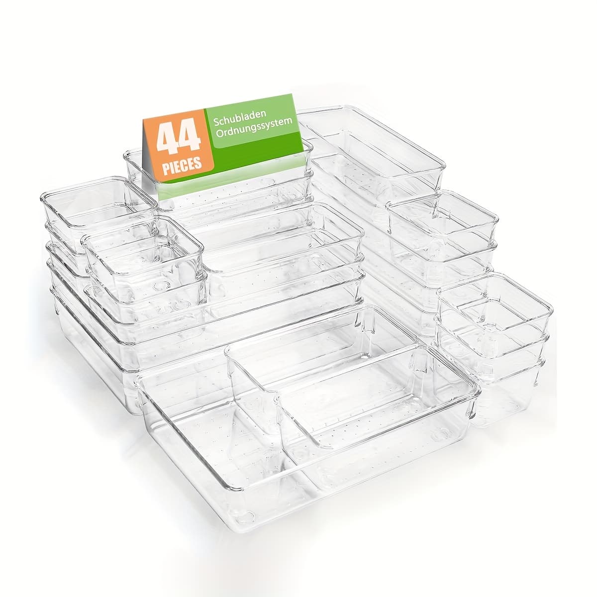 25/44pcs Deluxe Desktop Drawer Organizer Set - Transparent, Multifunctional Storage Boxes for Bathroom, Bedroom, Living Room - Space-Saving, Adjustable, Stackable, And Easy-To-Clean Solution for Household Clutter, Storage And Organization - Image 1