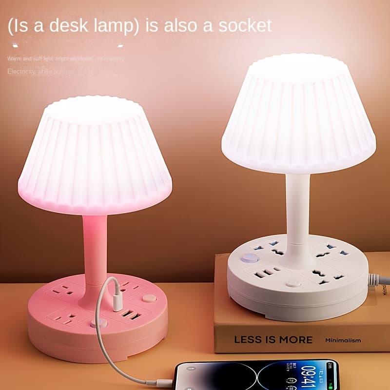 Prise de court, planche de câblage multifonctionnelle, lampe de bureau de protection des yeux de prise, lampe de bureau de lecture et d'apprentissage, type intégré de chevet de chambre avec prise, lampe de bureau multifonctionnelle à porosité USB, lampe de bureau de type sur le bureau, LED de dortoir - Image 1