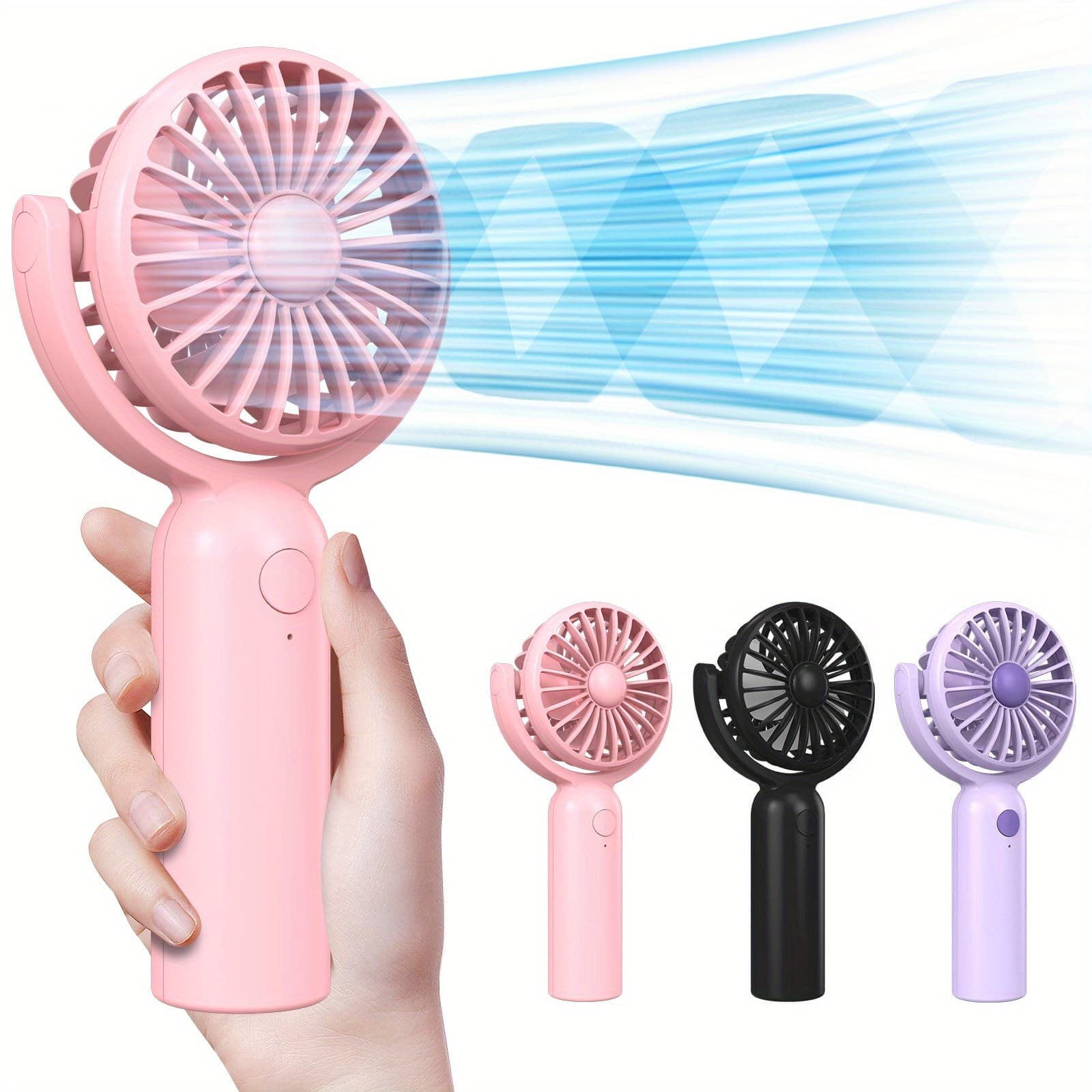 1pc USB-C Rechargeable Mini Handheld Fan - 3-Speed Adjustable, 180° Adjustable Head, Portable Fans, Mini Fans Portable Rechargeable, Ultra Lightweight Personal Cooling Fan For Travel, Indoor & Outdoor Use, Perfect For Birthdays/Summer - Image 1
