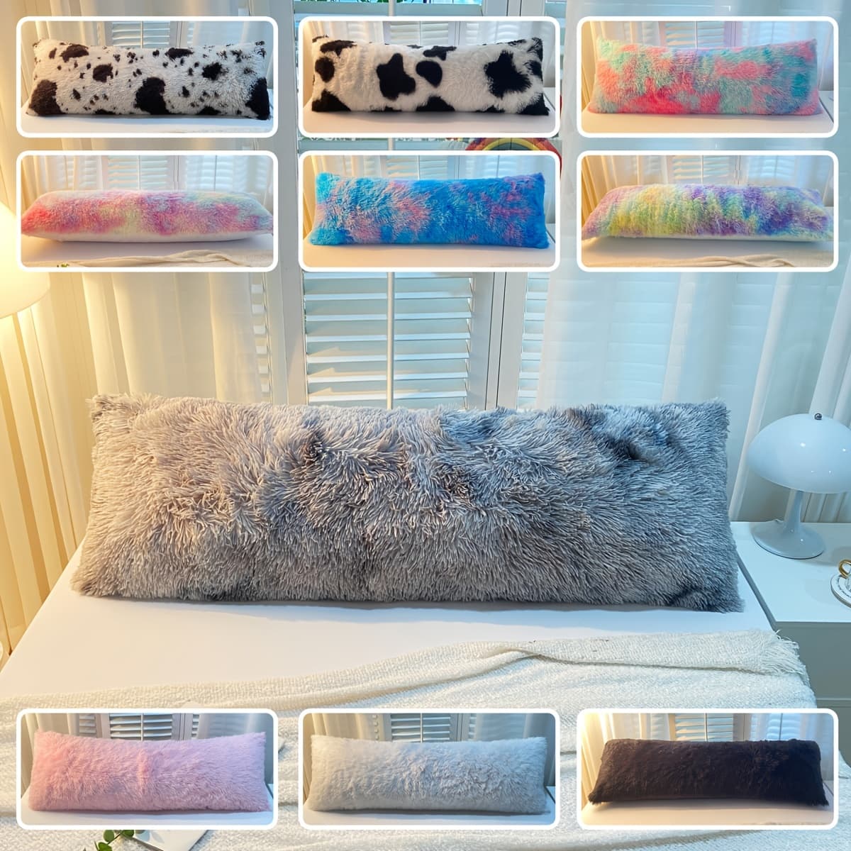 1pc Faux Fur Fluffy Body Pillow Cover - Luxurious Shaggy Plush Decorative Pillowcase with Zipper Closure, 100% Polyester, Machine Washable, Perfect for Bed or Sofa Decor, Cozy Home Decor | Plush Pillow Cover | Zipper Pillowcase, Pillows for Bed - Image 1