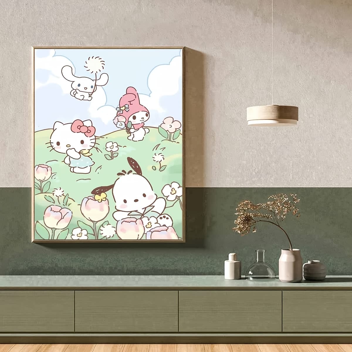 Sanrio 5D DIY Diamond Painting Set Featuring The Adorable Cinnamoroll, for Pochacco, for My Melody, And Hello Kitty. This Full Round Diamond Mosaic Craft Is Perfect for Home Decoration And Makes a Great Gift for Family, Loved Ones, And Friends for Black Friday, Christmas, Valentine'S Day, Halloween, And Thanksgiving, Measuring 30X40 Cm / 11.8X15.7 Inches. - Image 1