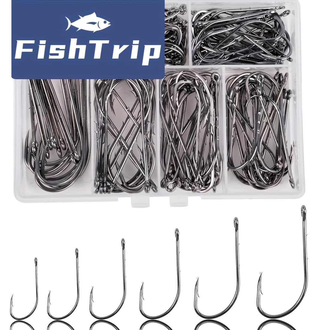 FishTrip Baitholder Fishing Hooks Kits 100-375pcs High Carbon Steel Saltwater Barbed Hooks Long Shank Beak Bait Holder Live Bait Hooks Mulit Sizes Mix Offset Jig Hooks Multiple Models And Specifications Tools, 1 # 2 # 3 # 4 # 5 # - Image 1