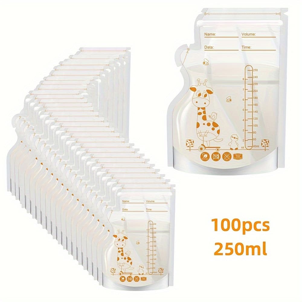 100 piezas de Bolsas de Almacenamiento con Vertedor para Lactancia Materna, Bolsa Autoportante, Perfil Plano Ahorra Espacio - Image 1