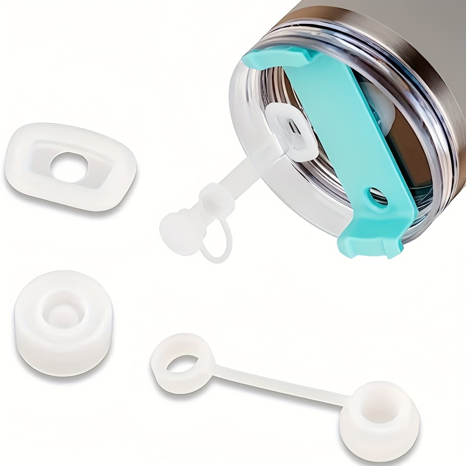 Palrey 7pcs Silicone Seal Upgrade Kit for Sports Water Bottle - Universal Leakproof Accessories Set for Stan-ly 1. 0, Includes Straw Cover, Round & Square Seals, 5mm Case - Perfect for Valentine's, Independence, Christmas, Halloween - Image 1