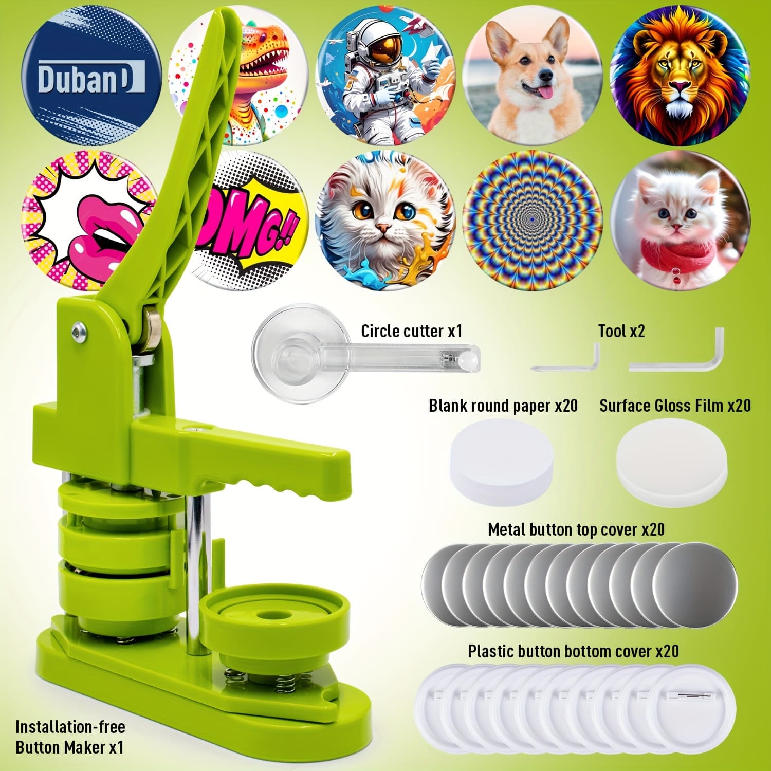 58mm Button Maker - Easy Installation, DIY Pin Badge Press Machine with 20 Button Parts, Images, and Circular Cutter. Elevate Your Retail Experience! - Image 1