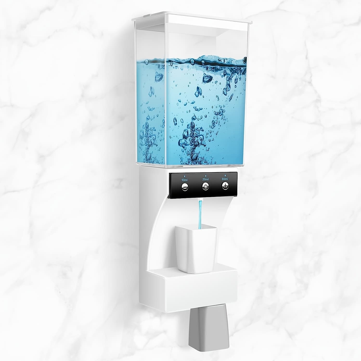 1-Pack Touchless Automatic Mouthwash Dispenser - Wall Mounted, Hygienic, No Splash, Dust-Proof - 700ml (23.67oz) Capacity with Magnetic Cups & Storage, Easy to Clean, Space-Saving Bathroom Accessory for Home or Public Use, Modern Hygiene Fixture | Durable Plastic Construction - Image 1