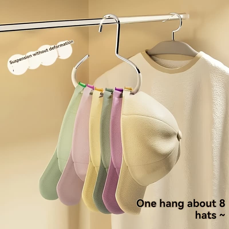 1pc New Hat Rack, Hat Storage Equipment 1 Rack Can Hang 8 High-top Hats, Dormitory Closet Hangs Baseball Hat Hooks, -functional Hat Display Rack At Home, Seamless, Without Hooks. - Image 1