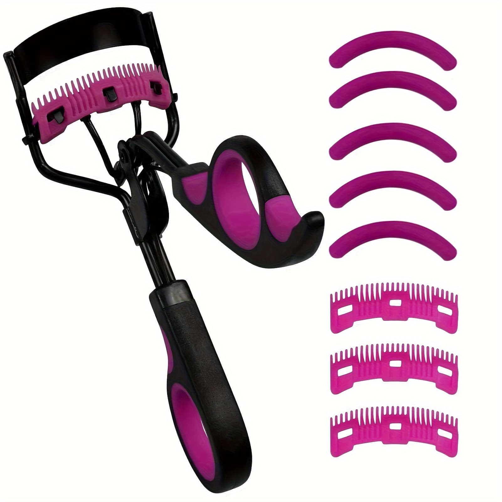Eyelash Curlers with Comb Lash Curler with 5 Replacement Refills, 3 Combs, 10 Seconds Curl and Lifted Lashes Black and Red - Image 1